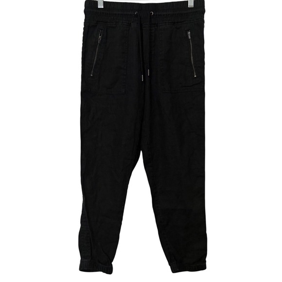 Athleta Pants - Athleta Black Cabo Linen Jogger Cargo Drawstring Pants Womens 6 Petite